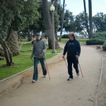 People nordic walking on trail